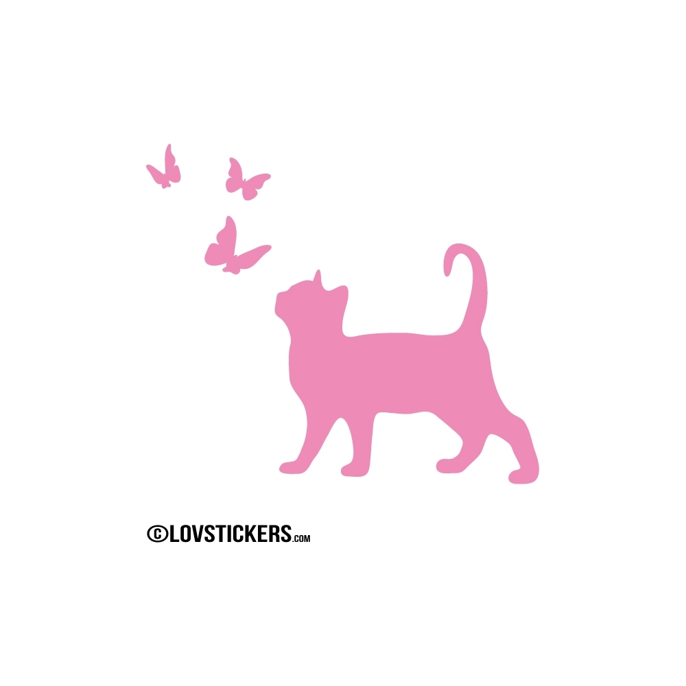 Sticker Chat et Papillons - Décoration intérieur en Vinyle - Nombreux coloris Sticker Chat et Papillons - Décoration intérieur en Vinyle - Nombreux coloris