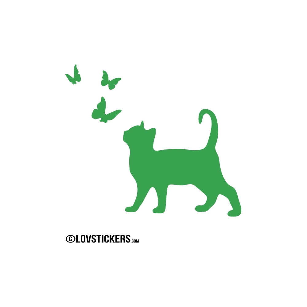 Sticker Chat et Papillons - Décoration intérieur en Vinyle - Nombreux coloris Sticker Chat et Papillons - Décoration intérieur en Vinyle - Nombreux coloris