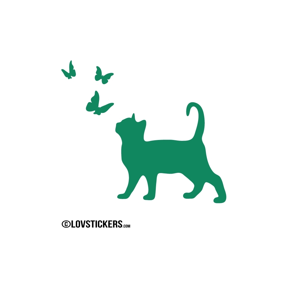 Sticker Chat et Papillons - Décoration intérieur en Vinyle - Nombreux coloris Sticker Chat et Papillons - Décoration intérieur en Vinyle - Nombreux coloris