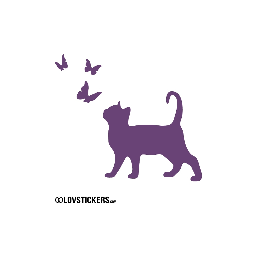Sticker Chat et Papillons - Décoration intérieur en Vinyle - Nombreux coloris Sticker Chat et Papillons - Décoration intérieur en Vinyle - Nombreux coloris
