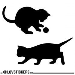 autocollant silhouette de chats sticker chatons - ref 170320 - Stickers  Autocollants personnalisés