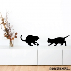 Sticker d'un couple de chat - Autocollant chat Couleur Interieur Noir