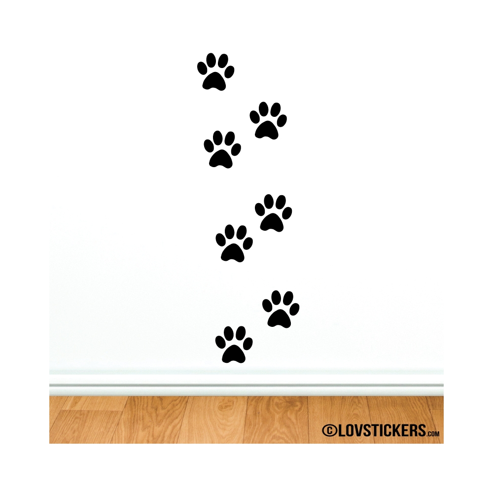 32 Stickers Empreintes de Chat - Autocollant Décoration Intérieur  Couleur Interieur Noir