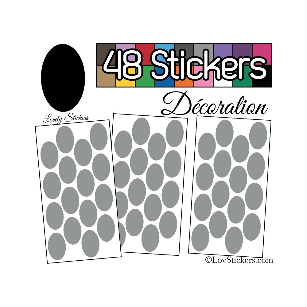 48 Stickers Ovale 4 cm - Autocollant Décoration Intérieur