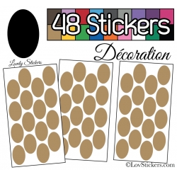 48 Stickers Ovale 4 cm - Autocollant Décoration Intérieur