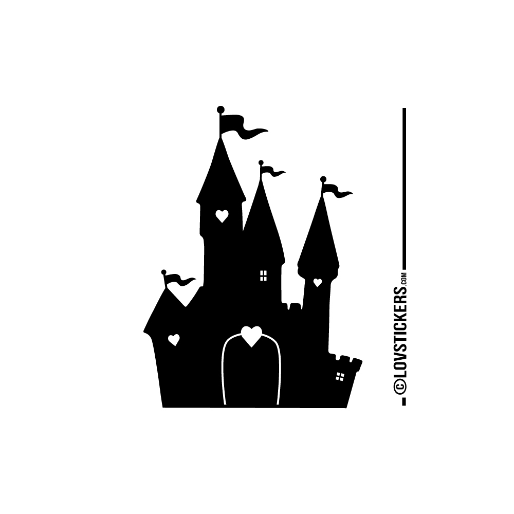 Sticker Chateau Princesse - Décoration intérieur en Vinyle - Couleur  Interieur Noir Orientation - Sens Normal Taille Small Medium Large Small