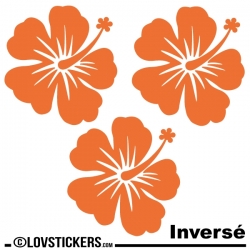 3 Sticker Hibiscus 20 cm - Décoration intérieur en Vinyle - Nombreux coloris
