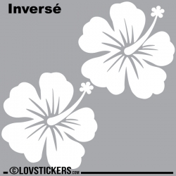 2 Sticker Hibiscus 30 cm - Décoration intérieur en Vinyle - Nombreux coloris