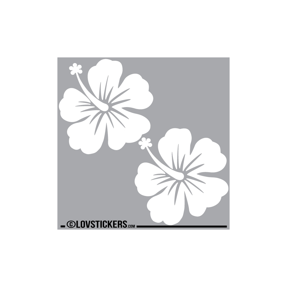 2 Sticker Hibiscus 30 cm - Décoration intérieur en Vinyle - Nombreux coloris