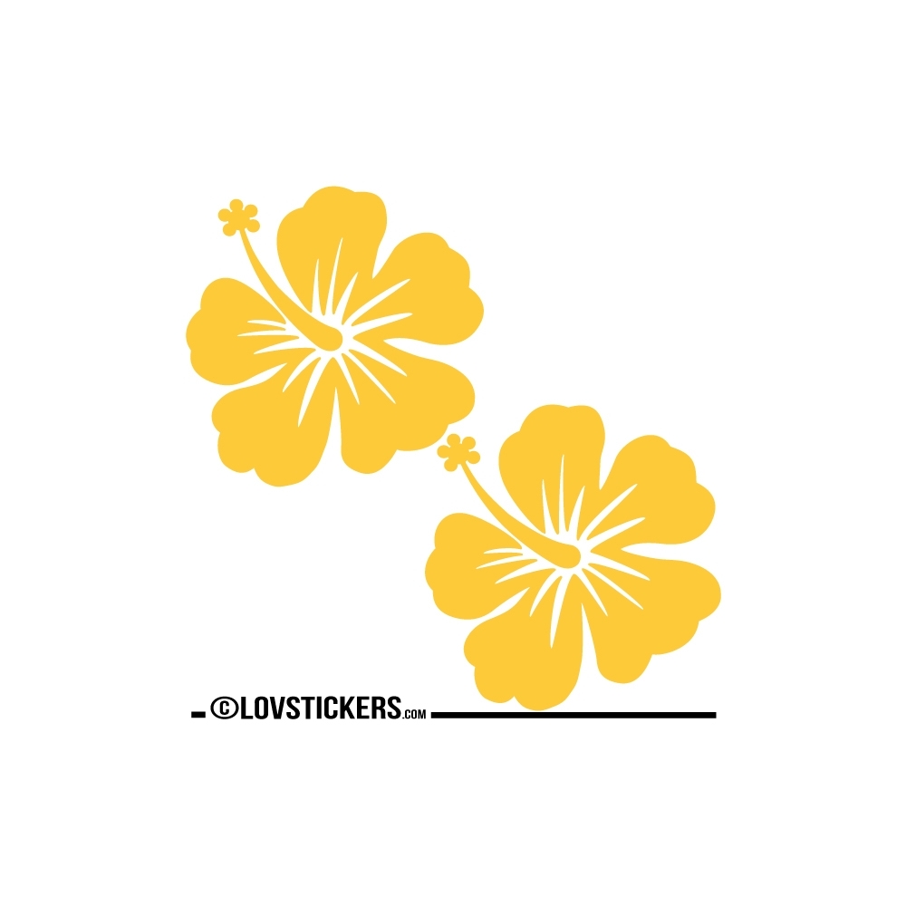 2 Sticker Hibiscus 30 cm - Décoration intérieur en Vinyle - Nombreux coloris