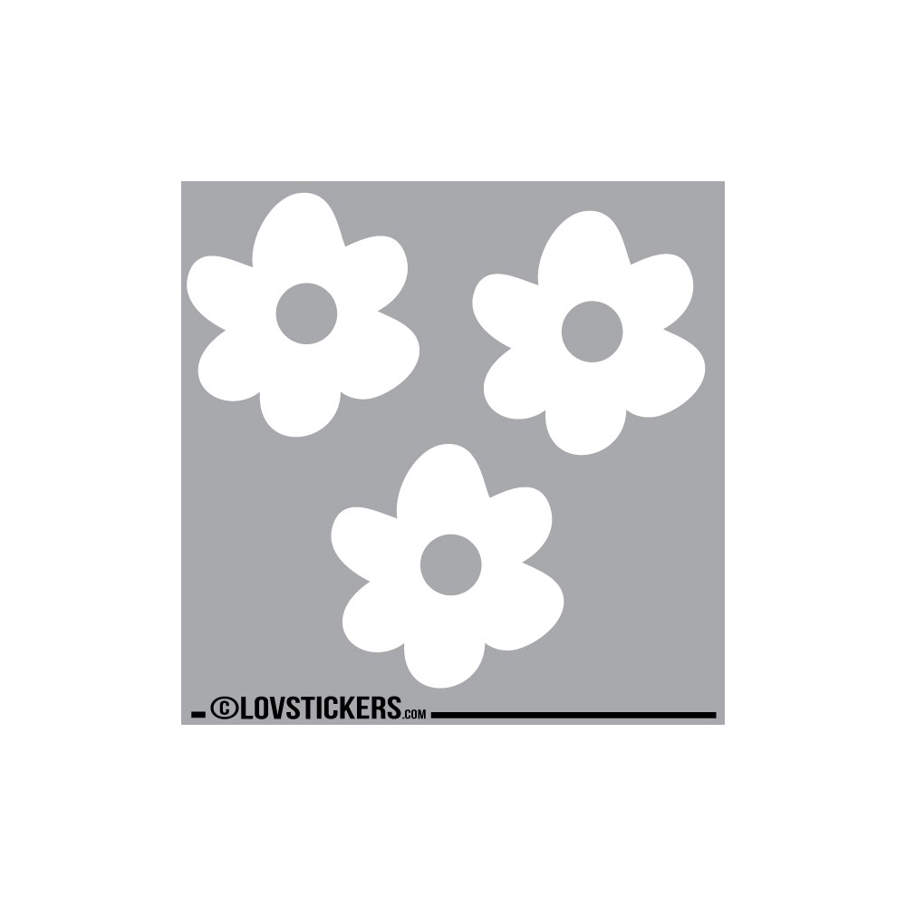 3 Stickers Fleur 20 cm - Décoration intérieur en Vinyle - Nombreux coloris