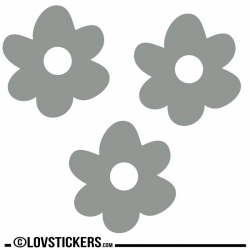 3 Stickers Fleur 20 cm - Décoration intérieur en Vinyle - Nombreux coloris