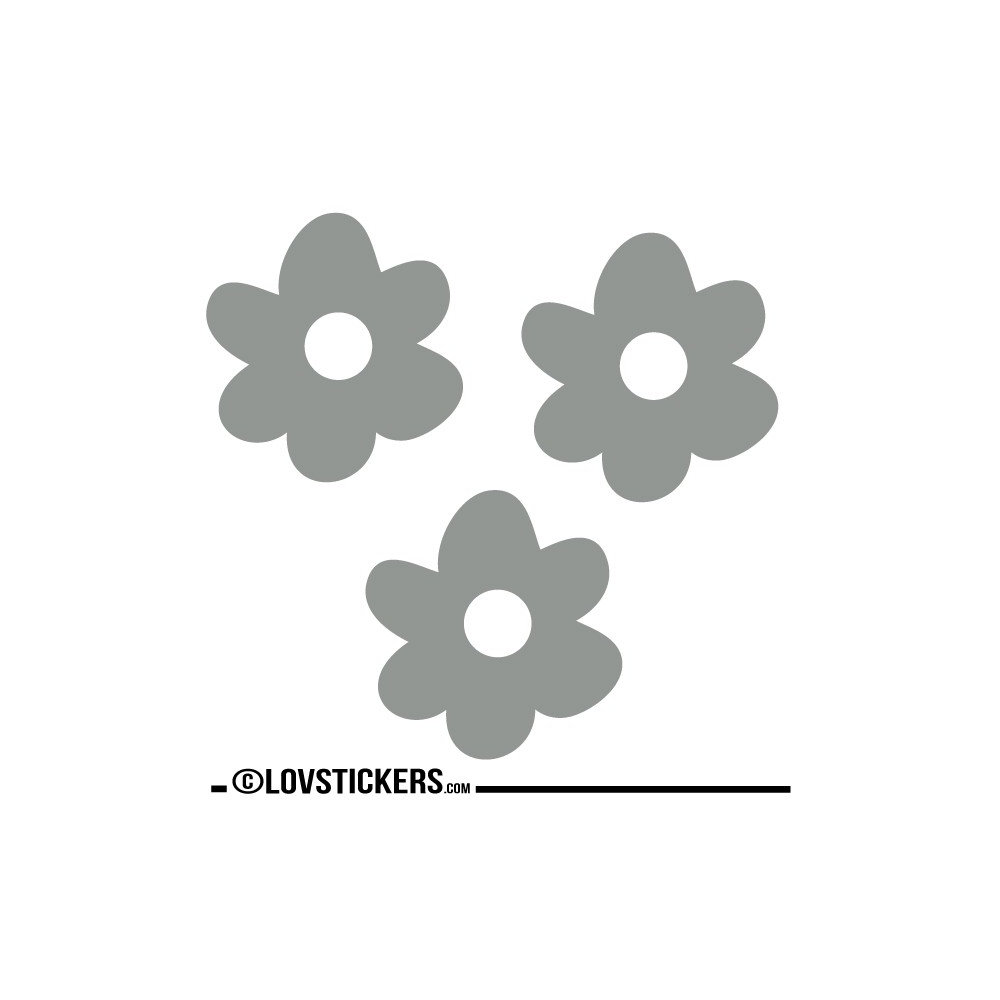 3 Stickers Fleur 20 cm - Décoration intérieur en Vinyle - Nombreux coloris