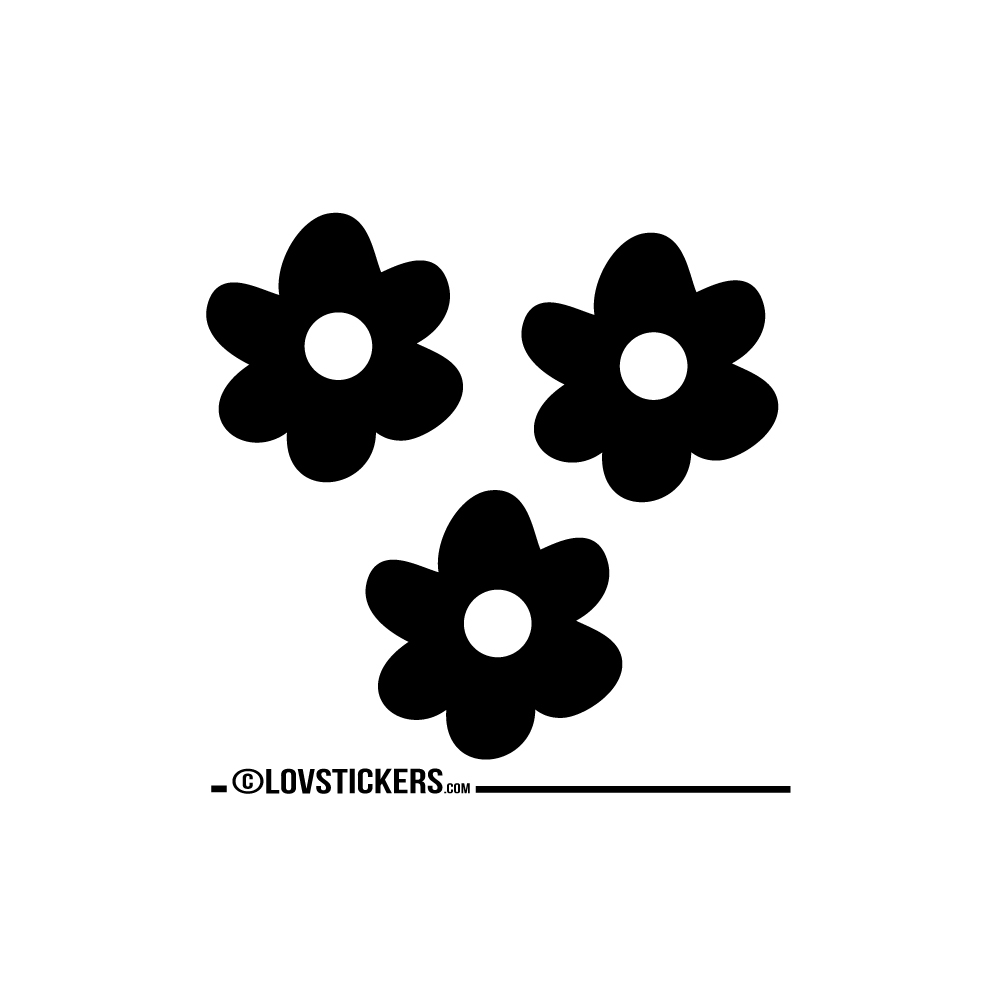 3 Stickers Fleur 20 cm - Décoration intérieur en Vinyle - Nombreux  Couleur Interieur Noir