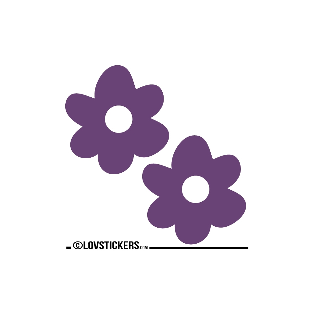 2 Stickers Fleur 30 cm - Décoration intérieur en Vinyle - Nombreux coloris