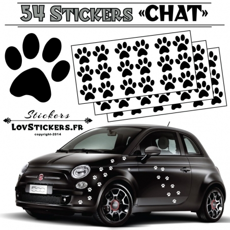 Lot de 54 Stickers Empreintes de Chat couleur Lot de 54 Stickers Empreintes de Chat couleur
