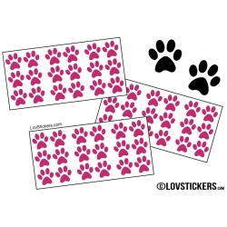 Lot de 54 Stickers Empreintes de Chat couleur rose fushia 02