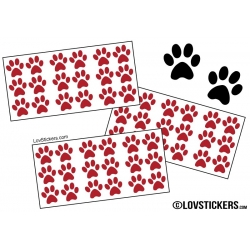 Lot de 54 Stickers Empreintes de Chat couleur rouge 02