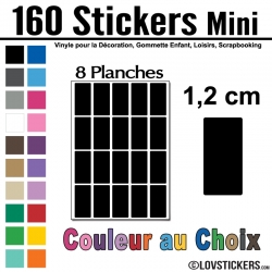 160 Stickers Rectangle 1,2 cm - Décoration Gommette Loisirs - Vinyle Repositionnable