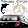4 Stickers Dauphin 14cm de couleur beige - Deco auto voiture