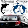 4 Stickers Dauphin 14cm de couleur bleu - Deco auto voiture