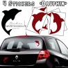 4 Stickers Dauphin 14cm de couleur bordeaux - Deco auto voiture