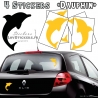 4 Stickers Dauphin 14cm de couleur jaune- Deco auto voiture