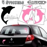 4 Stickers Dauphin 14cm rose clair - Deco auto voiture