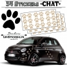 Lot de 54 Stickers Empreintes de Chat couleur beige