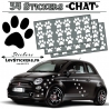 Lot de 54 Stickers Empreintes de Chat couleur blanche