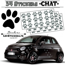 Lot de 54 Stickers Empreintes de Chat couleur grise