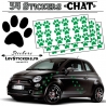 Lot de 54 Stickers Empreintes de Chat couleur vert