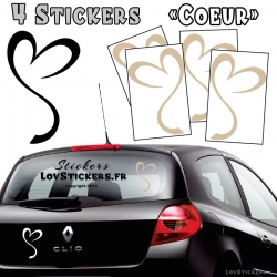 4 Stickers Coeur  - Deco auto voiture