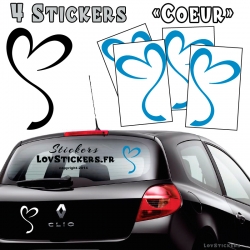 4 Stickers Coeur  - Deco auto voiture