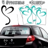 4 Stickers Coeur  - Deco auto voiture