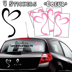 4 Stickers Coeur  - Deco auto voiture