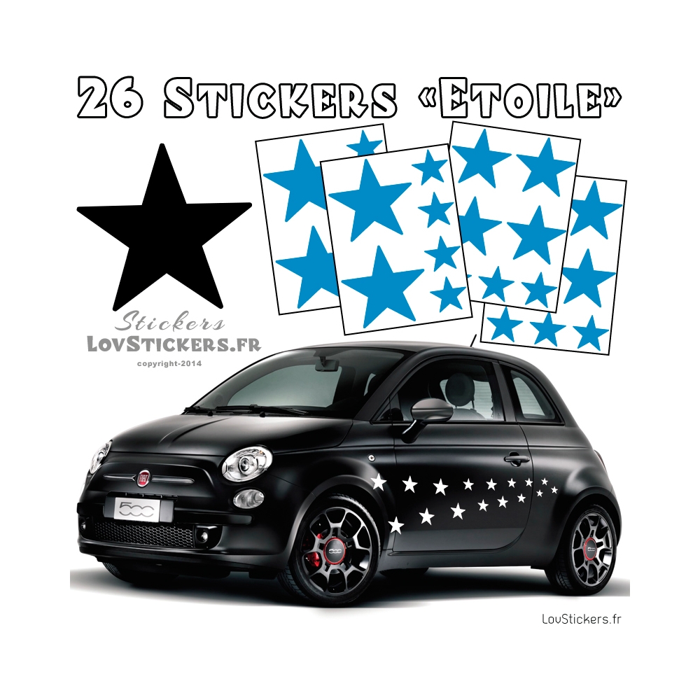 26 Stickers Etoiles Mixte - No1 - Deco auto voiture étoiles