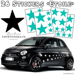 26 Stickers Etoiles Mixte - No1 - Deco auto voiture étoiles