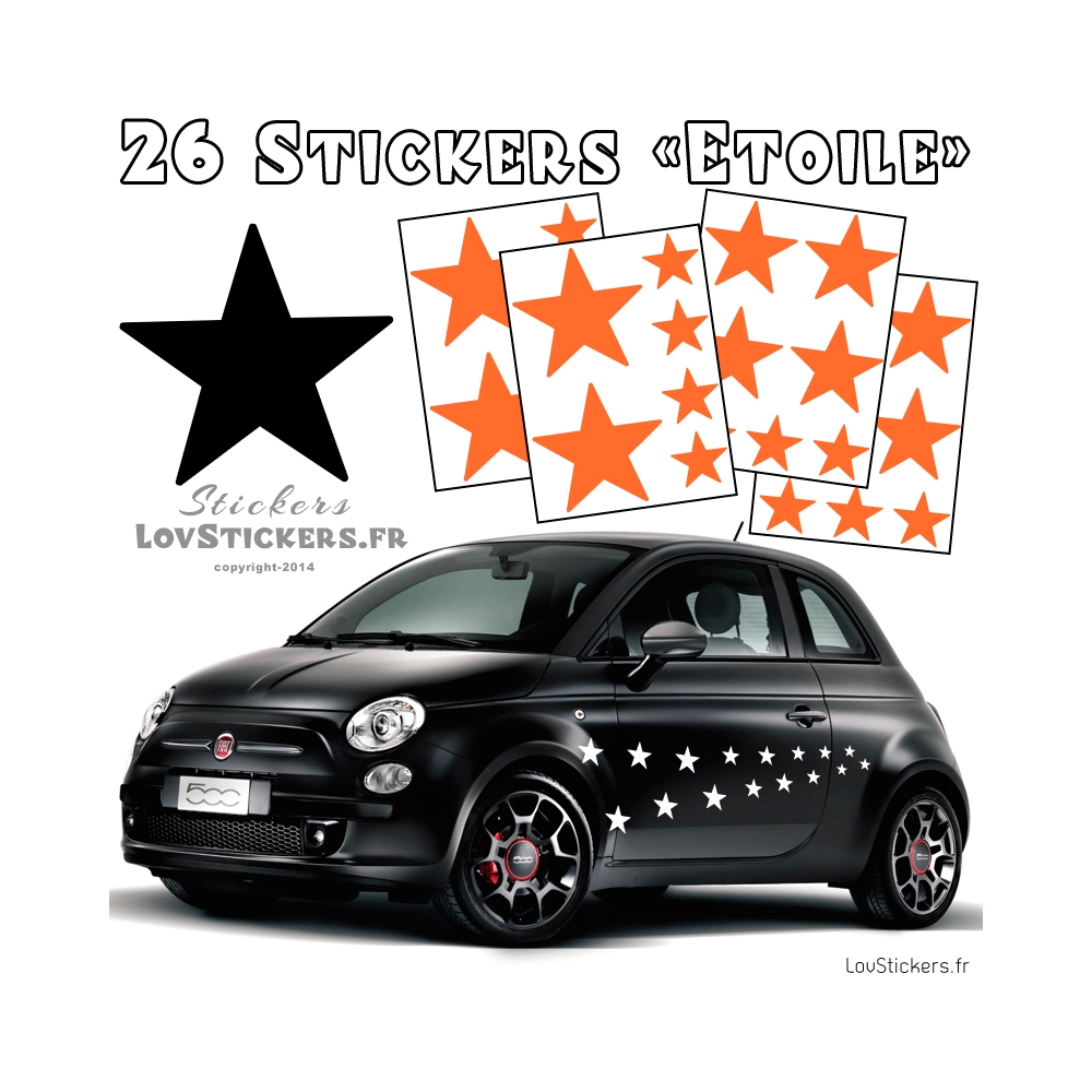 26 Stickers Etoiles Mixte - No1 - Deco auto voiture étoiles