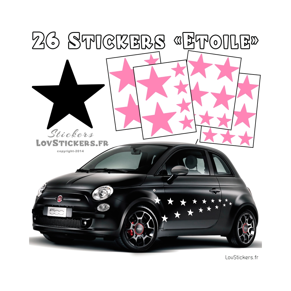 26 Stickers Etoiles Mixte - No1 - Deco auto voiture étoiles