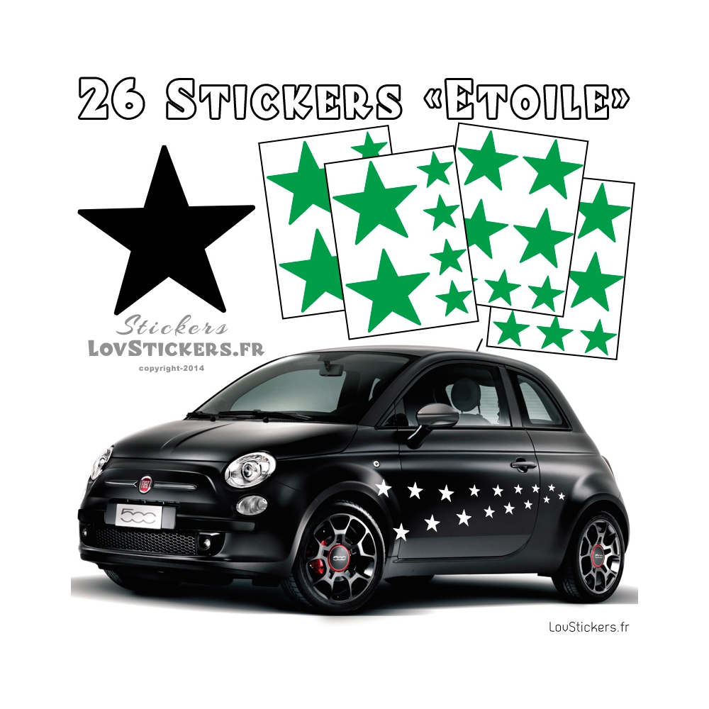 26 Stickers Etoiles Mixte - No1 - Deco auto voiture étoiles