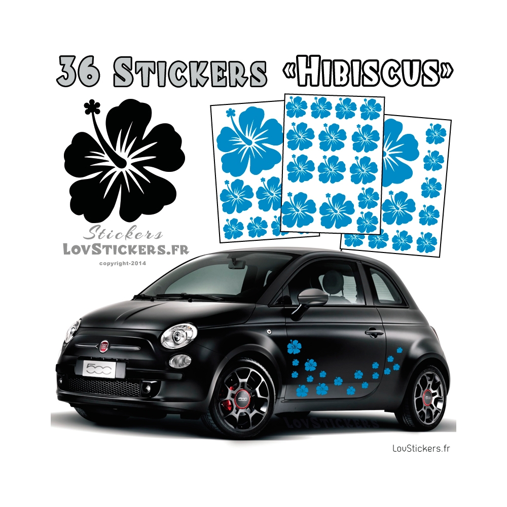 Stickers d'Hibiscus lot de 32 - Taille de 3 à 10 cm Stickers d'Hibiscus lot de 32 - Taille de 3 à 10 cm