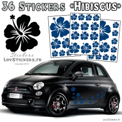 Stickers d'Hibiscus lot de 32 - Taille de 3 à 10 cm