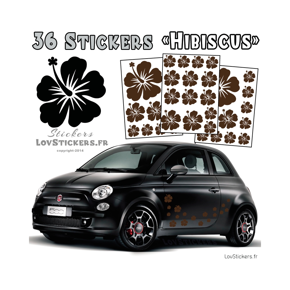 Stickers d'Hibiscus lot de 32 - Taille de 3 à 10 cm Stickers d'Hibiscus lot de 32 - Taille de 3 à 10 cm