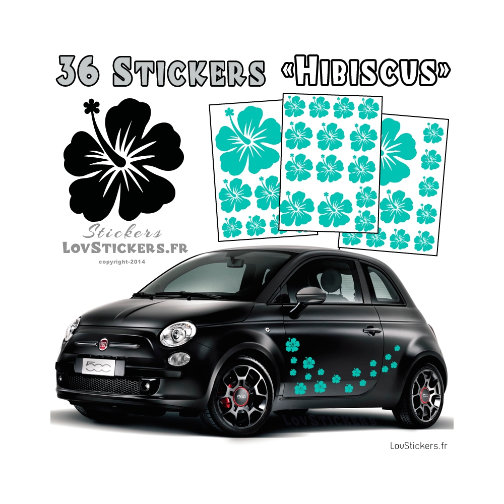 Stickers d'Hibiscus lot de 32 - Taille de 3 à 10 cm Stickers d'Hibiscus lot de 32 - Taille de 3 à 10 cm