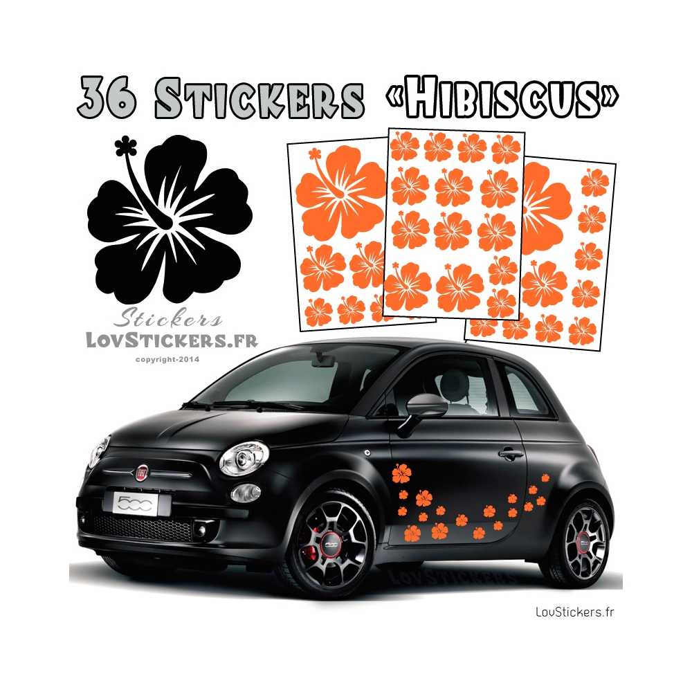 Stickers d'Hibiscus lot de 32 - Taille de 3 à 10 cm Stickers d'Hibiscus lot de 32 - Taille de 3 à 10 cm