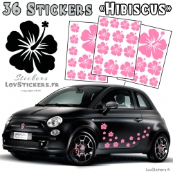 Stickers d'Hibiscus lot de 32 - Taille de 3 à 10 cm