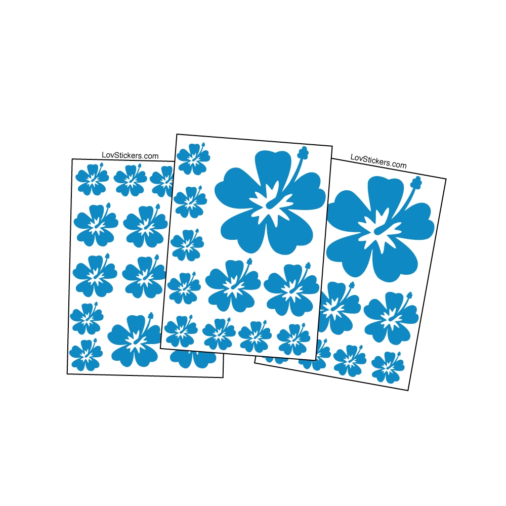 36 Stickers Hibiscus - Deco auto voiture