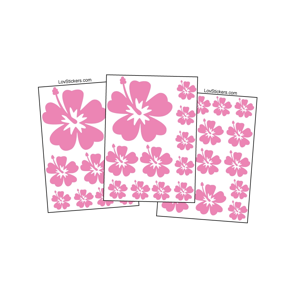 36 Stickers Hibiscus - Deco auto voiture