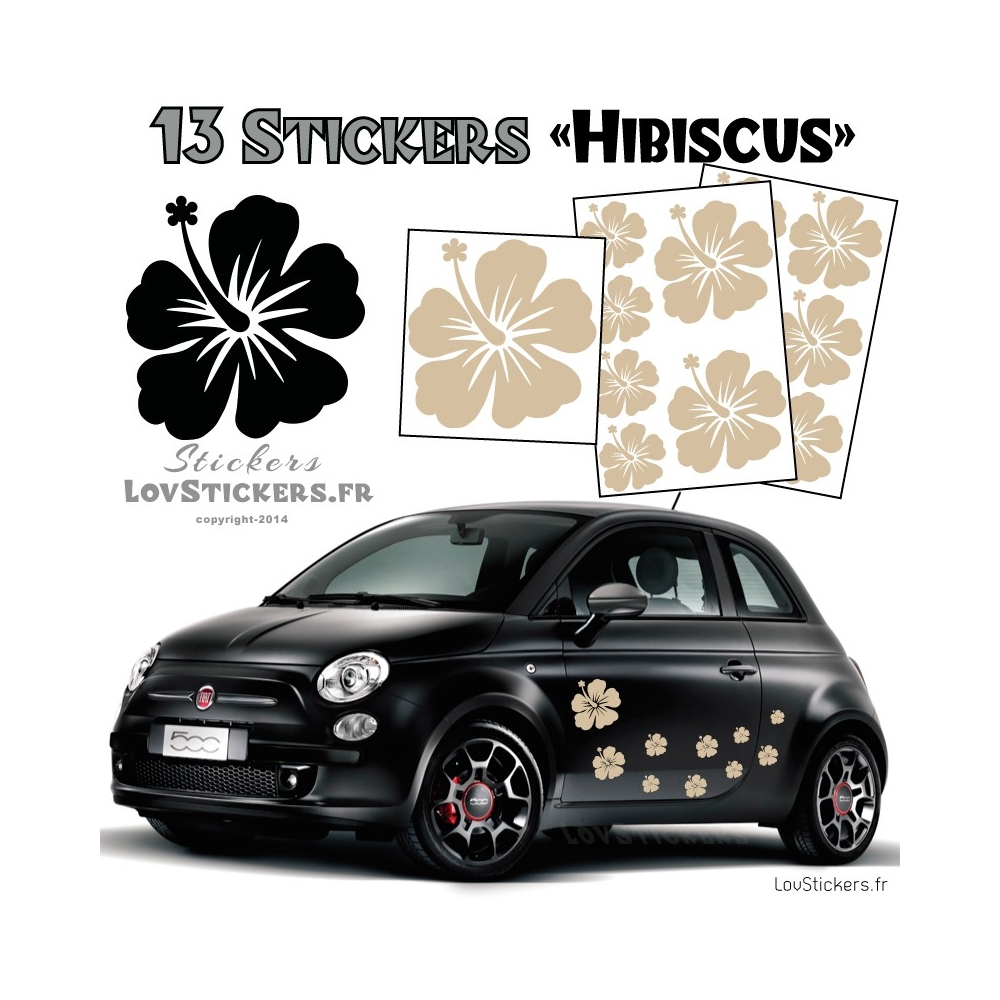 13 Stickers Hibiscus - Deco auto voiture 13 Stickers Hibiscus - Deco auto voiture